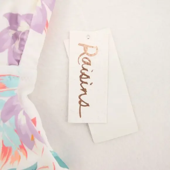 Raisins St. Croix Tankini Top Floral White Pink High Neck Ladder Back Small NWT - Picture 7 of 13